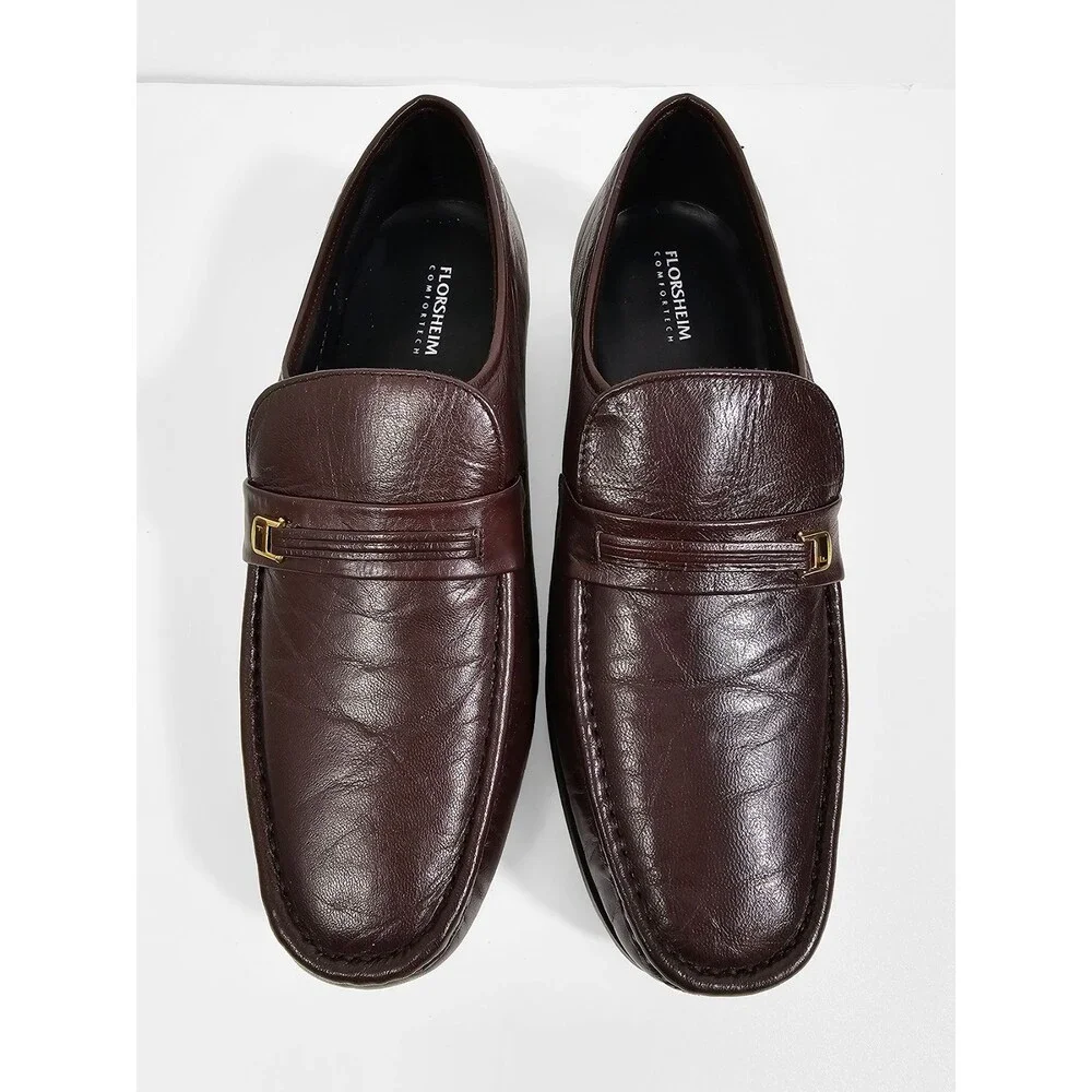 Florsheim Dark Burgundy Brown Size 10.5 5E Wide Leather Mocassin Loafers